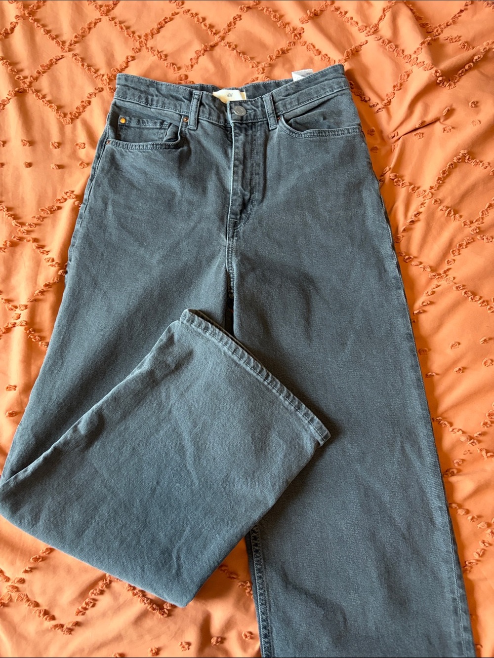 H&M Wide-Leg Jeans in Washed Charcoal